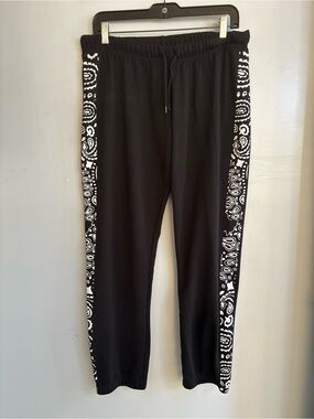 Black Women's Joggers with White Bandana Side Stripes